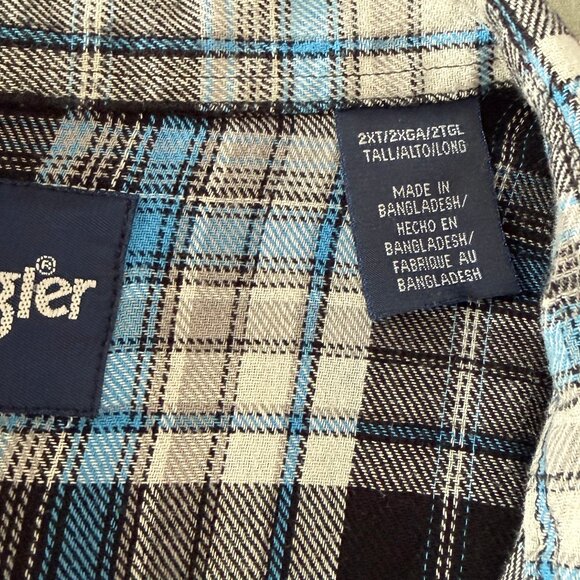 Wrangler Mens 2XLT Button Down Long Sleeve 100% Cotton Flannel Shirt - Picture 5 of 7